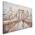 Home Selections Hand Painted Cityscape Brooklyn Bridge New York 3D Wall Canvas. Large Grey Brown Canvas Art. Modern Canvas Picture, Ready to hang Canvas Wall Art. 100x50cm