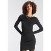 Strickkleid AJC, Damen, Gr. 32, N-Gr, schwarz, Rippstrick, Obermaterial: 70% Viskose, 30% Polyamid, clean, unifarben, casual, figurbetont mini, U-Boot-Ausschnitt, Langarm, Kleider Partykleid, festlich, Mini-Länge, figurbetont, aus Viskose und Polyamid