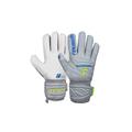 Torwarthandschuhe REUSCH "Attrakt Grip Finger Support" Gr. 8,5, grau (grau, gelb) Damen Handschuhe Sporthandschuhe