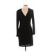 Donna Morgan Casual Dress - Sheath Plunge Long sleeves: Black Print Dresses - Women's Size 10