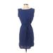 MNG Casual Dress - Sheath: Blue Solid Dresses - Women's Size 2