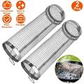 Rolling Grilling Basket - iMounTEK 2PCS Portable Grill Baskets for Outdoor Grill Round Stainless Steel BBQ Grill Mesh Camping Barbecue Rack for Fish Vegetables Fries(3.42x3.42x11.61in)