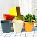 Colorful Square Plastic Plant Pot Planter Flower Pot with Pallet Tray Saucer for Decoration of Home Office Desk Garden Flower Shop