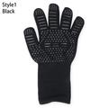 Oven Mitts Barbecue Microwave Fireproof Oven Mitts BBQ Gloves Barbecue Glove High Temperature Resistance BLACK STYLE1