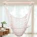 Hanging Hammock Chair Outdoor Swing Seat with Cotton Rope and Wood Bar Beige Macrame Large Air/Sky Chair Swing Porch Capacity for Home Indoor Outdoor Garden Yard Bedroom