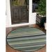 Unique Loom Coronado Baja Outdoor Rug Round 7 10 x 7 10 Blue Modern Striped Dining Room Entryway Bed Room