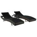 vidaXL Sun Loungers 2 pcs with Table Poly Rattan and Textilene Brown 44892