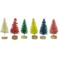 Small christmas tree 24pcs Mini Christmas Trees with Sticky Wooden Base Miniature Small Desktop Tabletop Snow Covered Xmas Trees for Home Office Party Decoration (Random Colors)