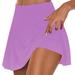 Tennis Skirt Casula Solid Color Workout Skirts for Women Fake Two-piece Yoga Shorts Elastic Breathable Fitted Mini Skirt Fashion Softy Lightweight Golf Skirts for Women(Purple L)