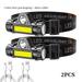 TITOUMI 2 Pack Rechargeable Dual Power Headlamp COB & XPE Magnetic Base Hardhats Worklight Outdoors