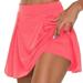 Tennis Skirt Casula Solid Color Workout Skirts for Women Fake Two-piece Yoga Shorts Elastic Breathable Fitted Mini Skirt Fashion Softy Lightweight Golf Skirts for Women(Pink L)