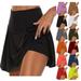 Sksloeg Women s Plus Size Tennis Skort Summer Solid Golf Shorts Skirts Casual Workout Running Sport Skorts Blue 3XL