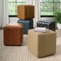 Augusto Woven Ottoman - Tan - Grandin Road