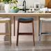 Julien Bar & Counter Stool - Counter Height (23"H Seat), Black Walnut, Bonded Leather, Black Walnut/Marbled Toffee/Counter Height - Grandin Road