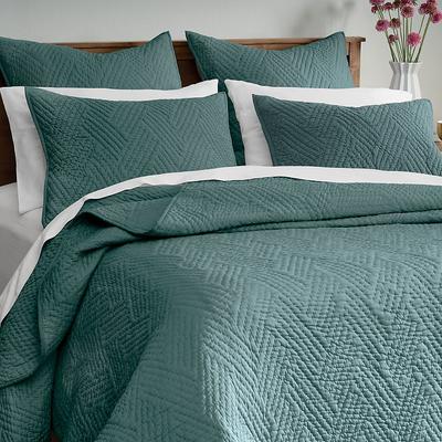 Bliss Cotton Hand Stitched Quilt - Mineral, King -...