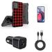 Accessories for Motorola Moto G Stylus 5G 2023 - Belt Holster Kickstand Rugged Case (Red Black Plaid) Screen Protectors 30W Dual (USB-C USB-A) Car Charger Type-C to USB Cable