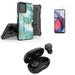 Accessories for Motorola Moto G Stylus 5G 2023 - Belt Holster Kickstand Rugged Case (Mint Green Marble) Screen Protectors Premium Wireless Earbuds TWS with Charging Case