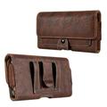 Luxmo Belt Holster for Nokia XR21 Case - Horizontal PU Leather [2 Card Slots] Phone Carrying Case Pouch with Magnetic Closure (Fits with Cases) with LED Flashlight - Brown
