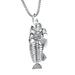 KIHOUT Clearance Fish & Fishing Hook Skeleton Stainless Steel Pendant Surfer Chain Necklace