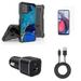 Accessories for Motorola Moto G Stylus 5G 2023 - Belt Holster Kickstand Rugged Case (Blue Gold Marble) Screen Protectors 30W Dual (USB-C USB-A) Car Charger Type-C to USB Cable