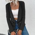 Leesechin Womens Blazer Solid Zipper Lapel Slim Long Sleeve Office Jacket Coat Outerwear Tops on Clearance