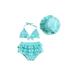 Frobukio 3PCS Toddler Baby Girls Summer Swimwear Outfits Hanging Neck Tops Layered Ruffle Shorts Hat Swimsuit