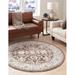 Unique Loom Carmel Charlotte Rug Round 3 0 x 3 1 Brown Modern Botanical Dining Room Entryway Bed Room