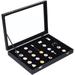 1pc Wood Pin Display Case Black 13.7x9.4x1.9 Velvet Pad Badge Display Case Brooch Glass Top Collection