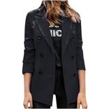 Leesechin Blazers for Women Thin Button Long Sleeve Tops Blouse Shirt Plus Size Models Solid Small Suit Top on Clearance