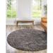 Unique Loom Jinko Infinity Shag Rug Round 8 0 x 8 0 Smoke Modern Solid Dining Room Entryway Bed Room