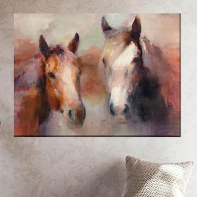 Rugged Horse Duo Canvas Wall Art Brown , Brown