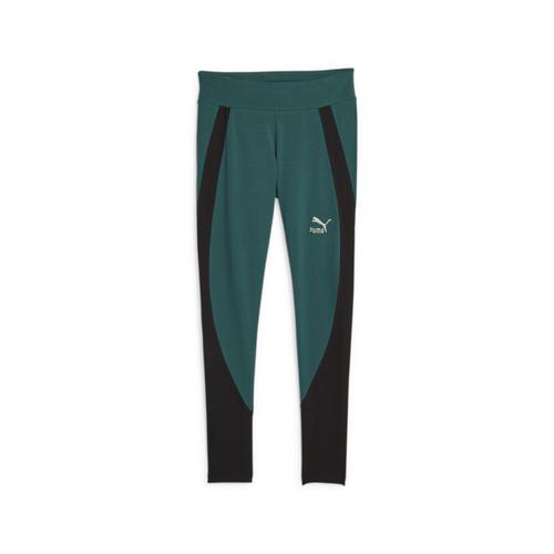 „Leggings PUMA „“Classics Block Damen““ Gr. XS, Normalgrößen, grün (malachite black green) Damen Hosen Sport Leggings“