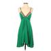 Iodice Casual Dress - A-Line Plunge Sleeveless: Green Print Dresses - Women's Size Small