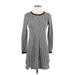 Madewell Casual Dress - Mini Crew Neck Long sleeves: Gray Color Block Dresses - Women's Size Small