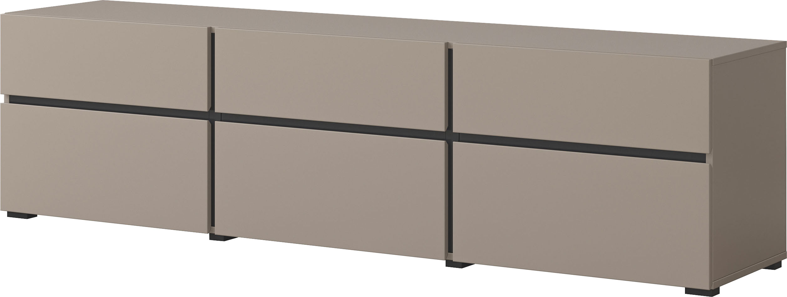Lowboard OTTO HOME "Cross, moderne grifflose TV-Kommode,3 Klappen/3 Schubkästen", schwarz (congo, schwarz), B:180cm H:48,2cm T:40cm, FSC-zertifizierter Holzwerkstoff, Melamin, Sideboards, Lowboard, Breite 180 cm, TV-Schrank mit viel Stauraum, TV-Board
