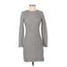 Banana Republic Casual Dress - Sheath Crew Neck 3/4 sleeves: Gray Color Block Dresses - Women's Size 0