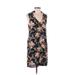 WAYF Casual Dress - Sheath Plunge Sleeveless: Black Floral Dresses - Women's Size Small