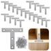 20PCS Flat Corner Braces 3.1 Ã—3.1 T Shaped Shelf Angle Brackets with Screws Heavy Duty Metal Repair Mending Plates Joint Corner Connectors for Furniture Cabinet