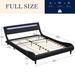 Faux Leather Upholstered Platform Bed Frame with LED Lights Headboard