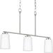 Adley Collection Three-Light Brushed Nickel Etched White Opal Glass New Traditional Linear Chandelier - 26 in x 4 in x 17 in