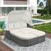 Outdoor Patio Furniture Set, Daybed Sunbed with Retractable Canopy, Patio Conversation Set, Wicker Furniture Sofa Set for Lawn