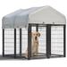 Homy Grigio Heavy Duty Large Outdoor Dog Pen Playpen Yard Pet Kennel House Enclosure w/ Waterproof Roof Cover | 56.7 H x 38 W x 61.4 D in | Wayfair