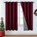 DWCN 100% Blackout Curtains 63 Length Long for Living Room/ Bed Room Thmeral Insulated Soundproof Window Curtain Panels for Kids Set of 2 (Burgundy 52 W x 63 L)