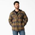 Dickies Men's Flannel Hooded Shirt Jacket - Navy/brown Duck Buffalo Size M (TJ201)