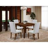 Red Barrel Studio® 5-Pc Dining Set Consist of a Square Dining Table & 4 Parson Chairs - Antique Walnut finish Wood/Upholstered in Brown | Wayfair