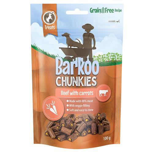 6x 100g Rind & Karotte Barkoo Chunkies Meat Cubes Hundesnacks