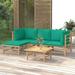 Anself 5 Piece Patio Set with Green Cushions Bamboo