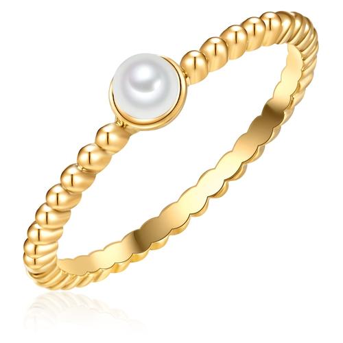 Lulu & Jane – Perlen-Ring Messing Muschelkernperle in Gelbgold Ringe Damen