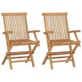 Gecheer Folding Patio Chairs 2 pcs Solid Teak Wood