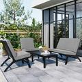 Euroco 4 Pieces Patio Seating Set with End Table Acacia Solid Wood Outdoor Sofa Outdoor Seating Set for 4 Gray